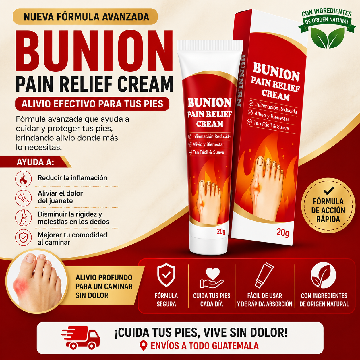 Bunion Relief™ | Crema para Aliviar el Dolor de Juanetes e Inflamación-ENVIO GRATIS 🎁