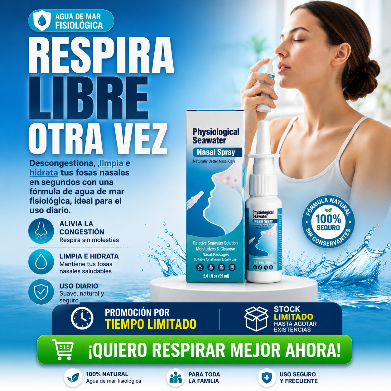 Sray Nasal (Physiological Seawater))-Despeja tu nariz y respira tranquilo-ENVIO GRATIS🎁